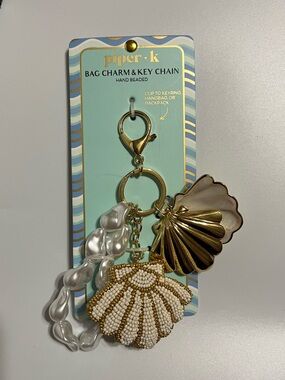 NWT Piper K Coastal Seashell Pearl Bag Charm & Key Chain VIRAL